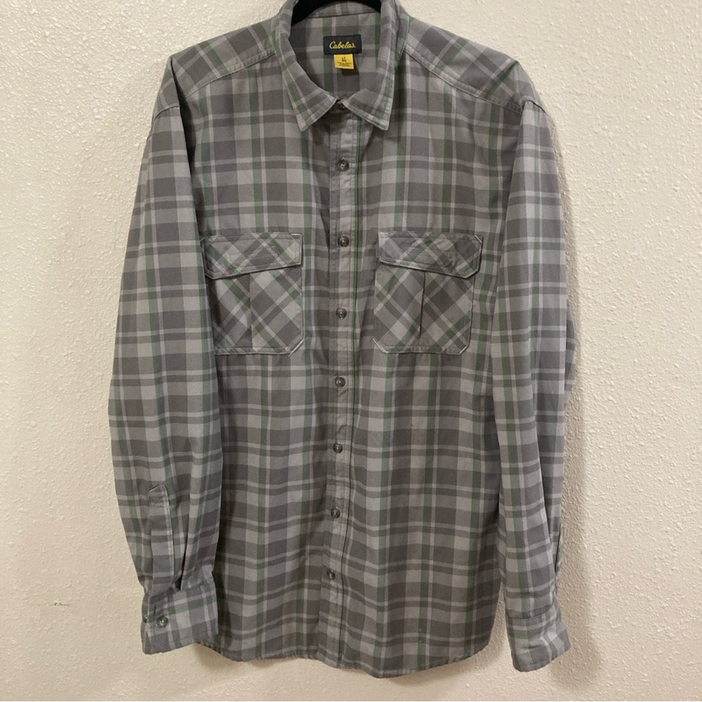 Cabela's Gray Plaid Men's Shirt Size L